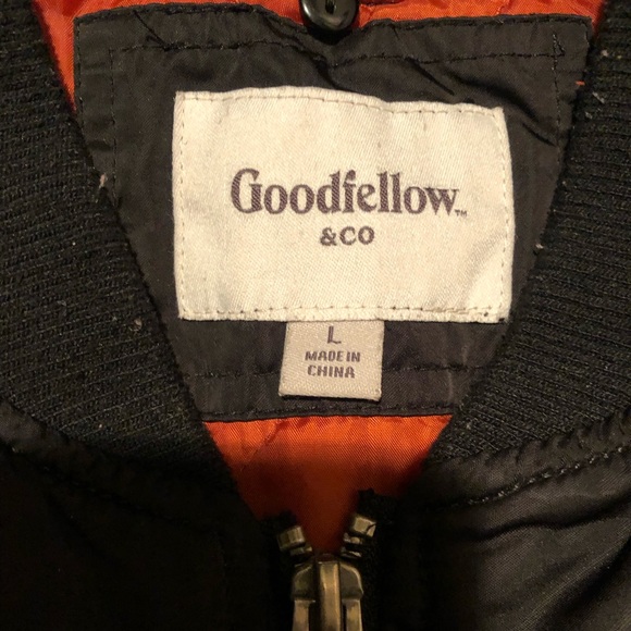 Goodfellow & Co. Bomber Jacket Mens Size Large Black and Orange - Picture 5 of 11